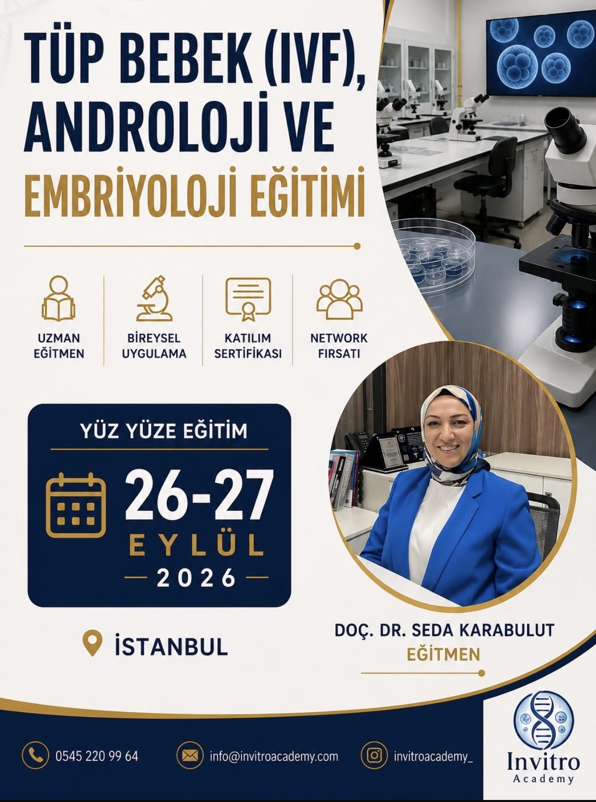 Tüp Bebek(IVF), Androloji ve Embriyoloji Yüz Yüze Eğitim 26-27 Eylül